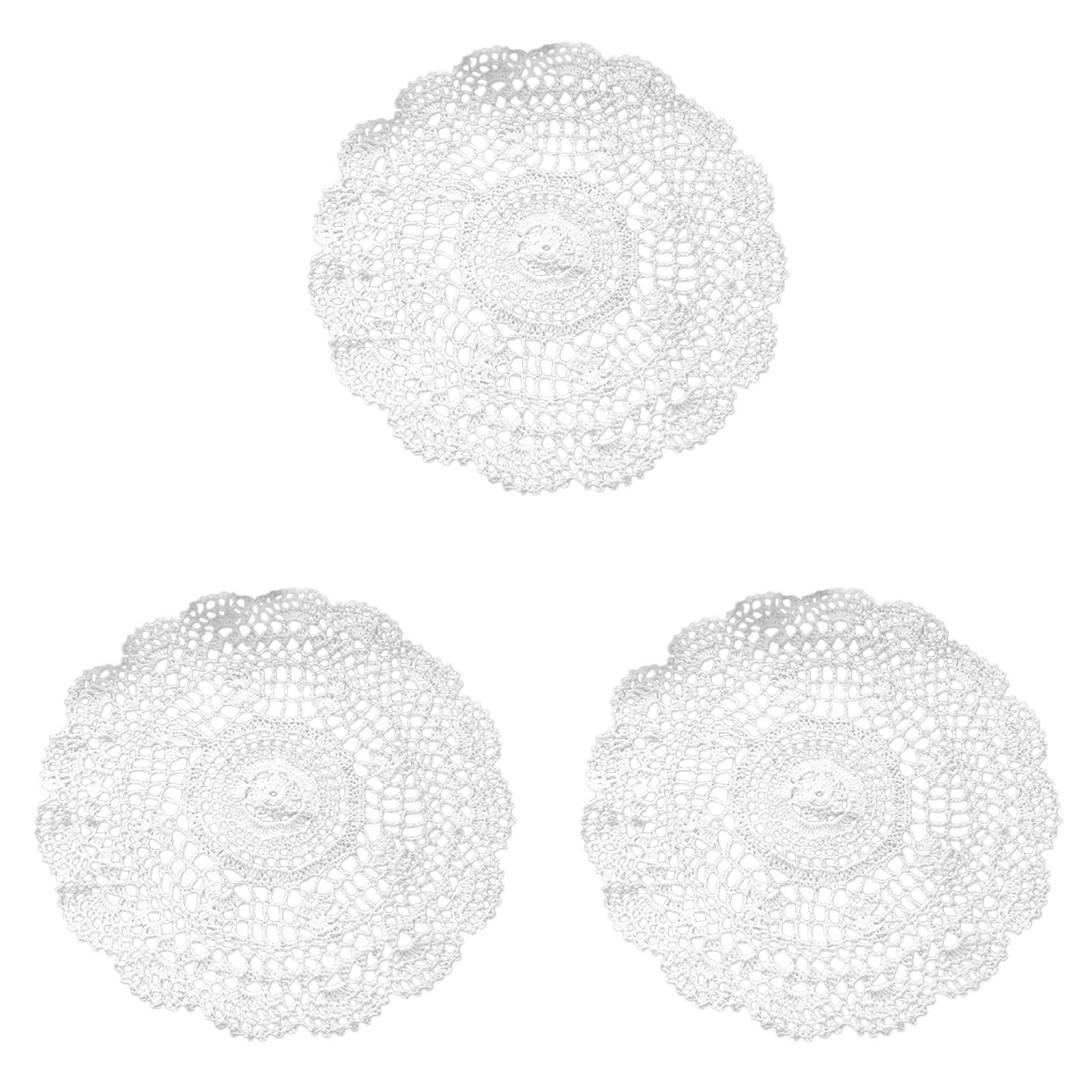 DBYLXMN End Table round White Handmade Crochet Doilies Table Mats Lace