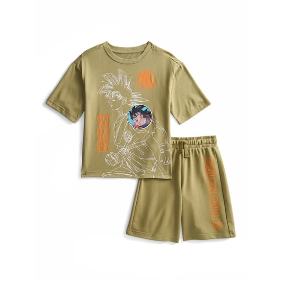 Dragon Ball Z Boys Graphic Tee and Fleece Shorts Set, 2-Piece, Sizes 4-16
