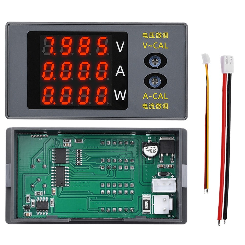 DC 0-100V 10A 1000W 3-in- Electricity Meter Digital Ammeter Voltmeter ...