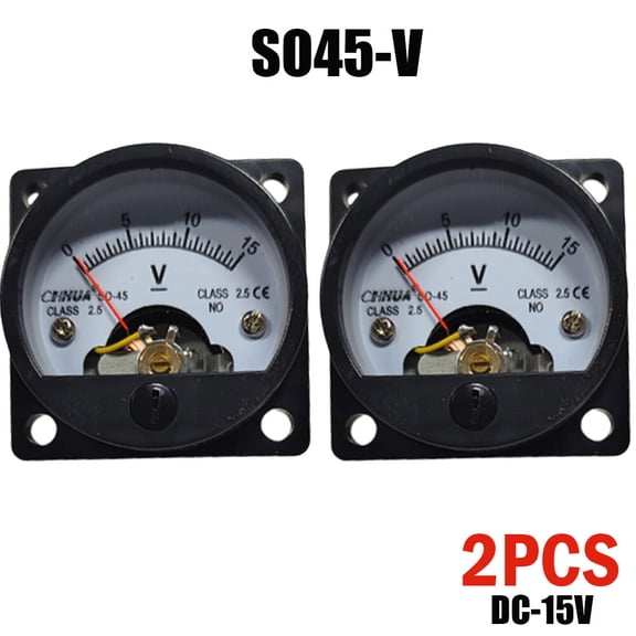 DC 0-15V Analog Voltmeter Analogue Voltage Panel Meter SO45 Directly Connect 2pc