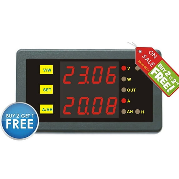 DC 0-200V 0-200A Programmable Meter Controller Volt Amp Power Ah Auto Shut Down