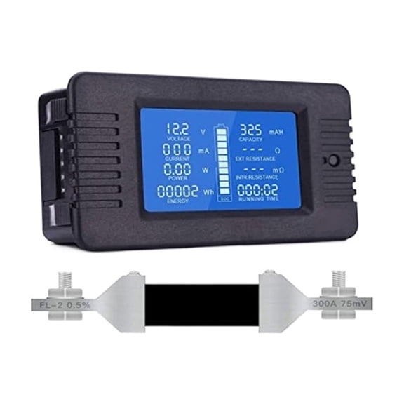 DC 0-200V 100A/300A 9 in 1 LCD Digital Display Multimeter Battery Monitor Power Energy Impedance Resistance Voltmeter 24-96 ,Safe to Use - PZEM015 300A SHUNT