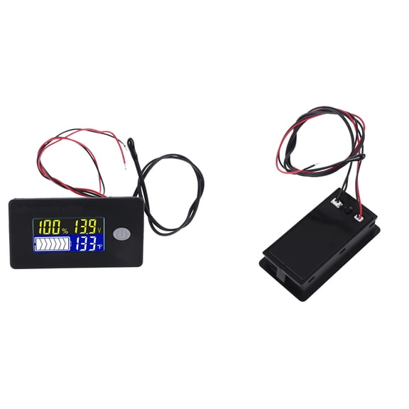 DC 10V~100V Li-ion Lifepo4 Lead acid Battery Capacity Indicator Digital Voltmeter Tester Temperature Monitor 12V 24V 36V
