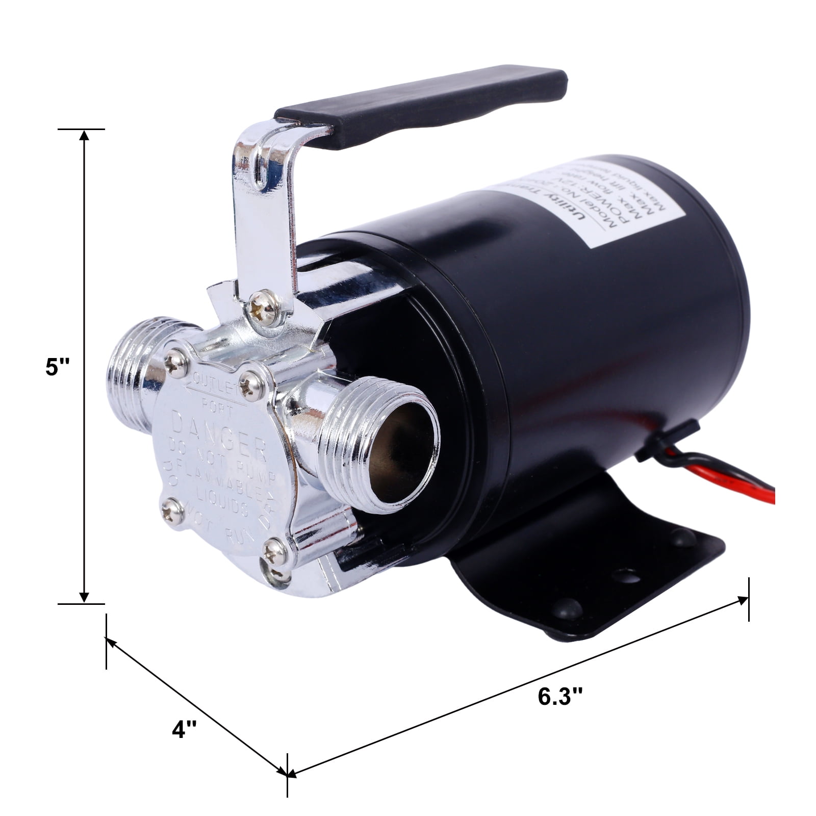 DC 12-Volt 1/10HP 330GPH Battery Powered Mini Portable Electric Utility Sump Transfer Water Pump with Water Hose Kit Black