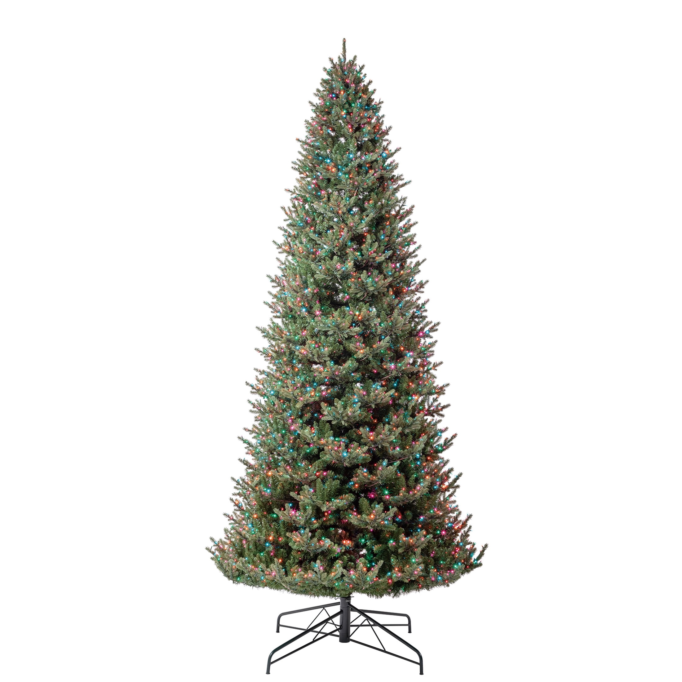 My Texas House 12' Pre-Lit Grand Spruce Green Artificial Christmas Tree with LumaDazzle Color-Changing Twinkle LED Lights, Quick Set, and Stand