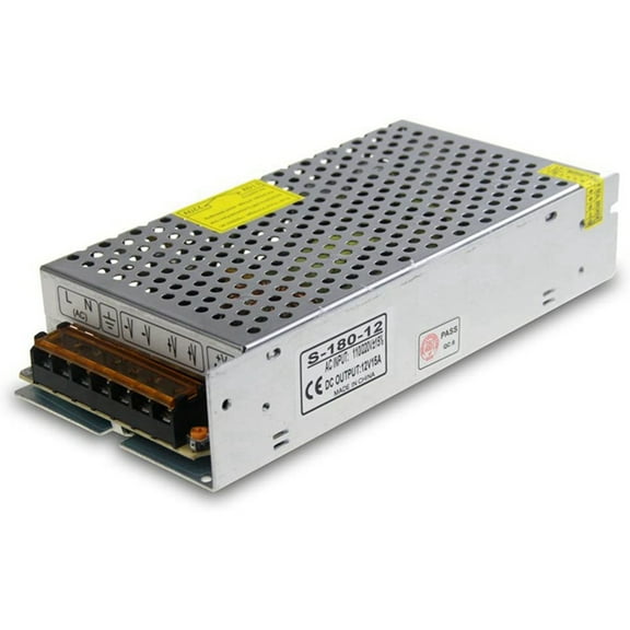 DC 12V 15A 180W Power Supply Transformer Switch AC 110V / 220V to 20Amp Switching Adapter Converter LED(15A)