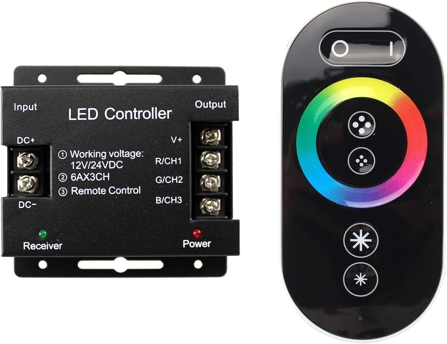 DC 12V-24V 18A LED Dimmer Switch RGB Control Box Touch RGB Controller ...
