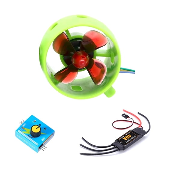 DC 12V-24V 20A Underwater Jet Boat Thruster Engine 4 Blade Positive Propeller Motor for DIY RC Robot Submarine,1 x Positive Propeller 1 x Servo 1 x 40A Bidirectional ESC,Green