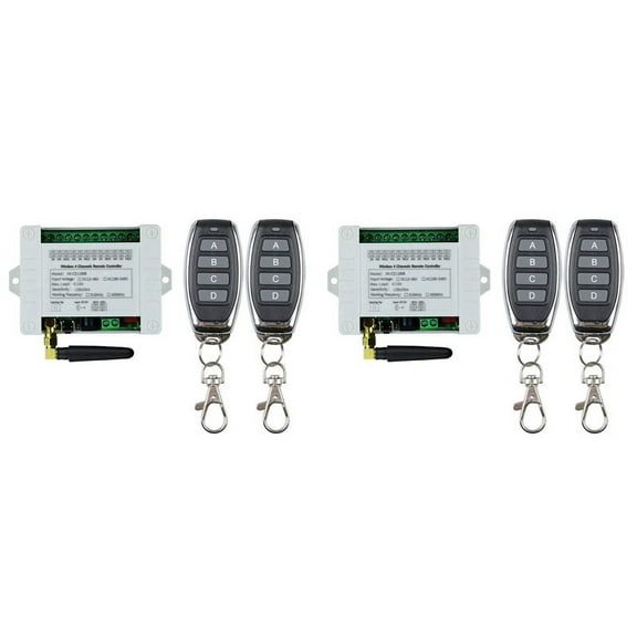 DC 12V 24V 36V 10A 433MHz 4 Channel Wireless Relay Remote Control Switch Receiver+4CH Transmitter,2 Receiver 4 Remote