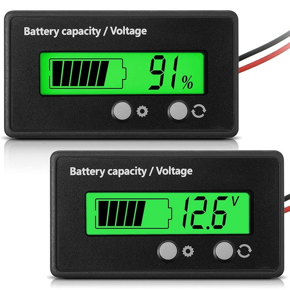 DC 12V 24V 36V 48V 60V 72V 84V Golf Cart Battery Meter with Alarm, Front Setting and Switch Key Battery Capacity Voltage Indicator Gauge Acid and Lithium ion Indicator