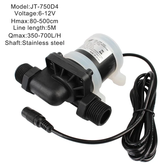 DC 12V 24V Brushless Solar Water Pump For Floor Heating Booster, IP68 Submersible Quiet Circulation Pump For Shower Water Heater, Engineering Plastic, Max Head 7M