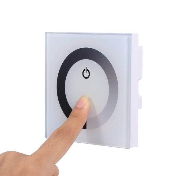 DC 12V-24V Wall-Mounted Touch Panel Controller Brightness Adjustable Dimmer for Single Color LED Light Strip, Touch Panel LED Dimmer Switch Brightness Controller (White)