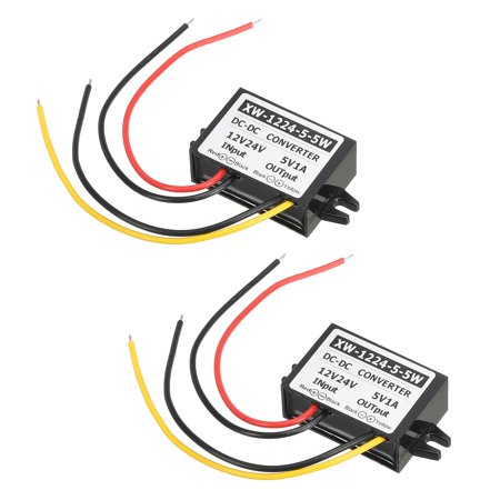 DC 12V 24V to DC 5V 1A 5W Power Converter Regulator Plastic for LED System 2Pcs