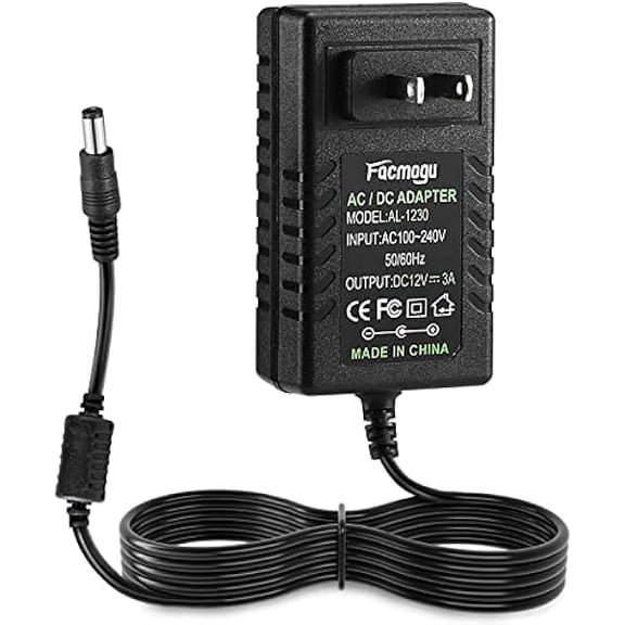 DC 12V 3A Power Supply AC Adapter, AC 100-240V to DC 12 Volt Wall Plug Transformers 36W with 150cm/ 4.92 Feet LONG CABLE, Wall Mounted Power Adapter with Barrel Connector 5.5x2.5mm & 5.5x2.1mm