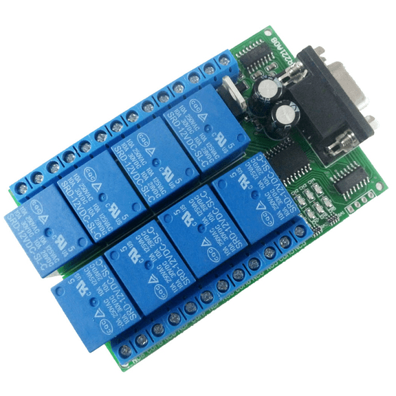 DC 12V 8 CH RS232 Relay Board PC USB UART DB9 Remote Control Switch for PLC Smart Home y6447
