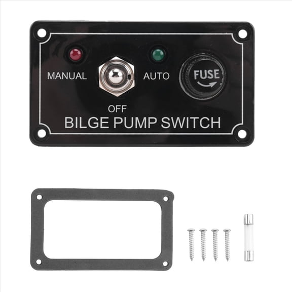 DC 12V Fused Marine Bilge Pump Switch Panel with LED Indicator Light Manual/Off/Auto 3-Way Toggle Switch