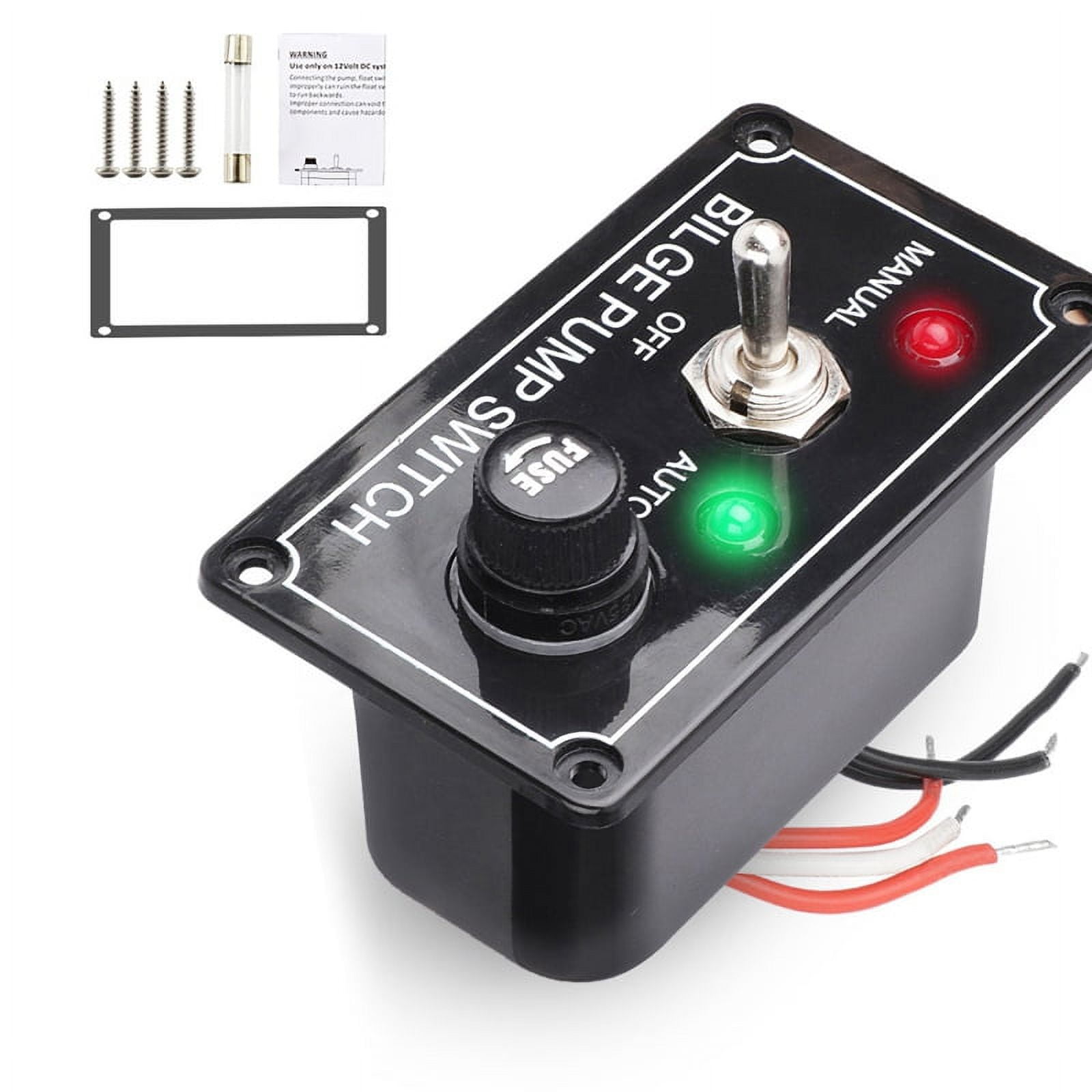 DC 12V Fused Marine Bilge Pump Switch Panel with LED Indicator Light