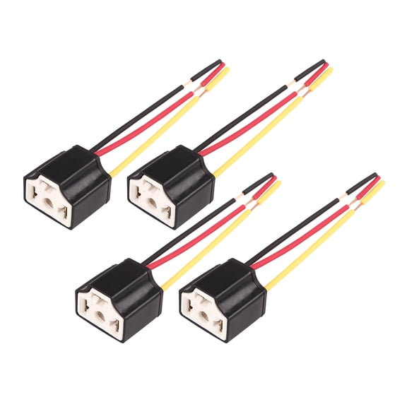 DC 12V H4 Car Light Socket Female Ceramic Headlight Wire Harness Connector Plug 4pcs