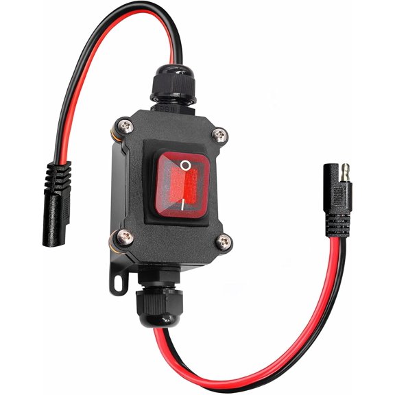 DC 12V Inline Power Switch Quick Connect/Disconnect switchs Power Header Switches SAE to SAE Cable with On/Off Switches for Solar Panels, Motorcycles, Campers etc. (saes HS)