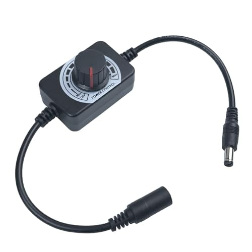 DC 12V Knob LED Dimmer Switch, 5-24V 5A Rotary Control DC Motor Speed Controller Universal, Stepless Dimming for LED Strip Light/Fan, Black$$Tools & Hardware Other