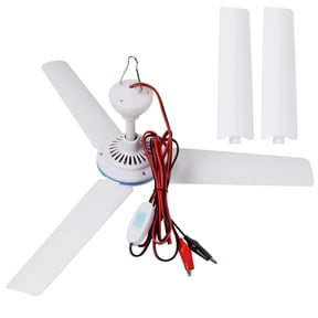 DC 12V Portable Ceiling Fan 19.7Mini Hanging Ceiling Fan Camping Tent Fans for Outdoor RV Gazebo, Battery Powered Ceiling Fan Silent Design