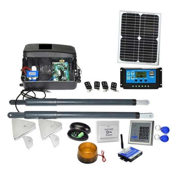 DC 12V Solar Powered Gate Operator Heavy Duty Swing Gate Opener Motor Kit