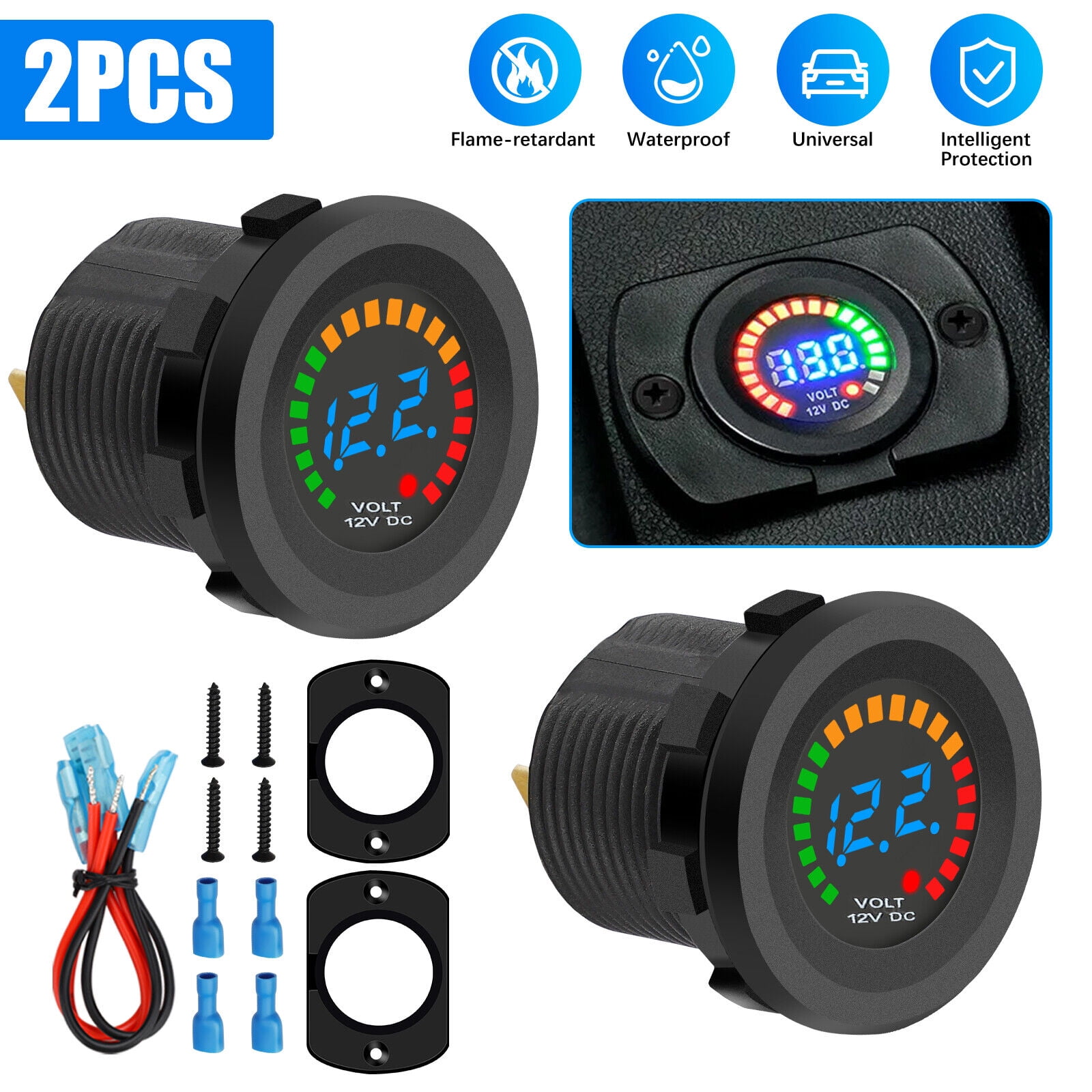DC 12V Waterproof CAR Battery Meter Voltmeter LED Digital Display
