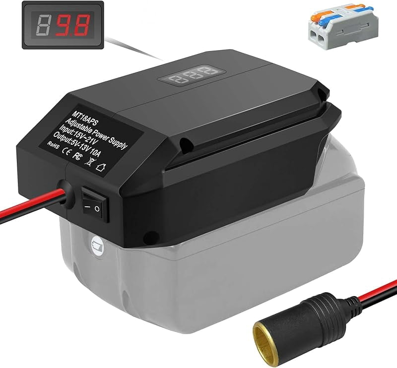 DC 18V to 12V Step Down Converter for Ma*kita 18V Battery, Power Wheels Adapter, Cigarette Lighter Buck Adapter for Car Power Tools, Car Refrigerator
