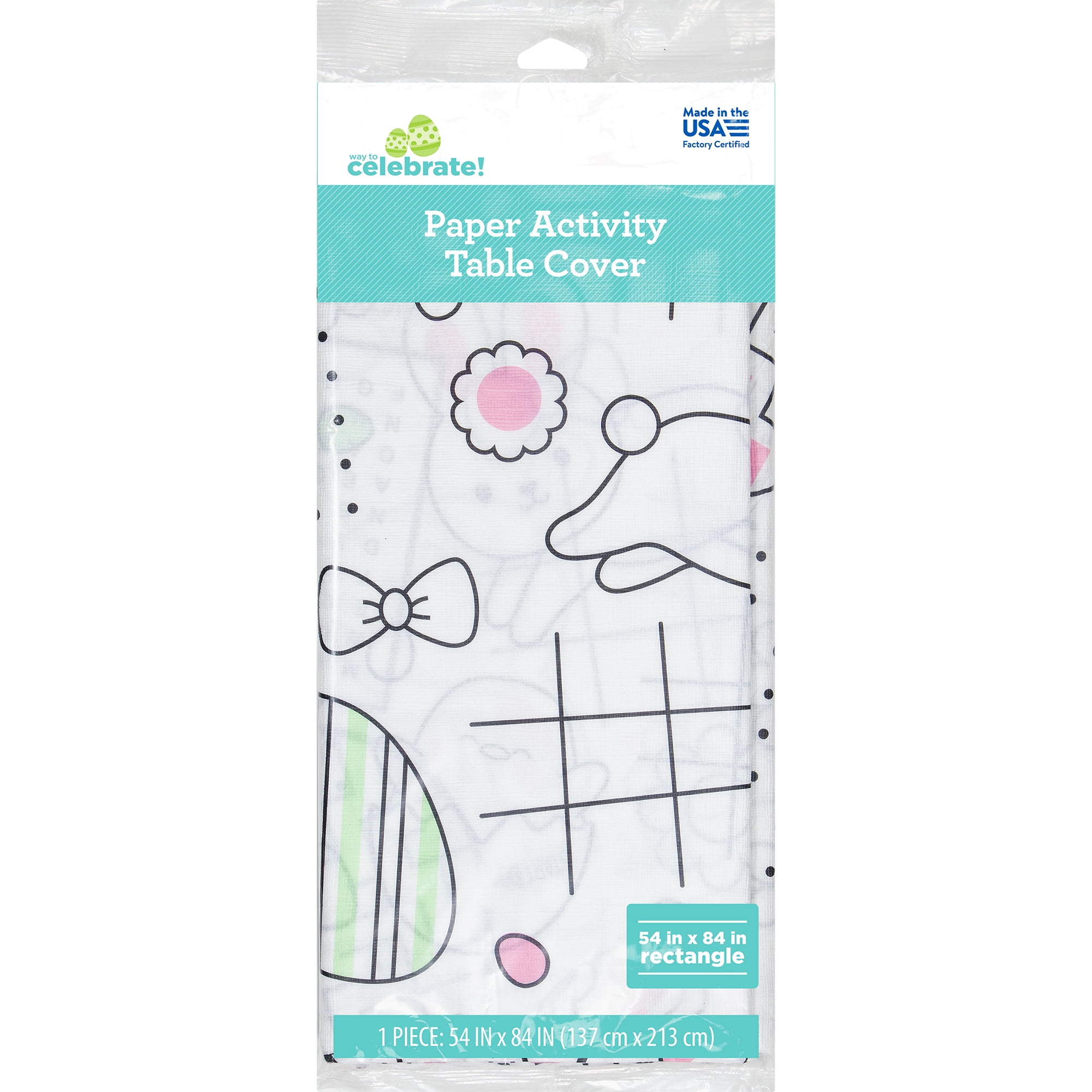 Way To Celebrate Easter Paper Activity Table Cover, Multicolor, 54 in x 84 in