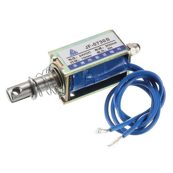 DC 24V 0.3A Solenoid Electromagnet Push Pull Type 5N 10mm Solenoid Actuator Open Frame Linear Motion JF-0730B