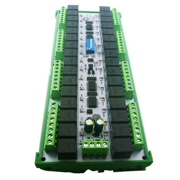 DC 24V 20A Easy to Install DIN Rail Box DIP Switch Setup Parameters 32CH Modbus RTU RS485 Relay Module RYR432D