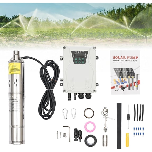 DC 24V 270W Submersible Pump Stainless Steel Solar Pool Pump System MPPT Controller Swimming Pool Pump Solar Submersible Water Pump for Village Farm