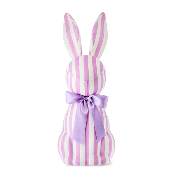 Jumbo Striped Bunny Tabletop Decoration, Purple and White, 27", Easter by Way To Celebrate