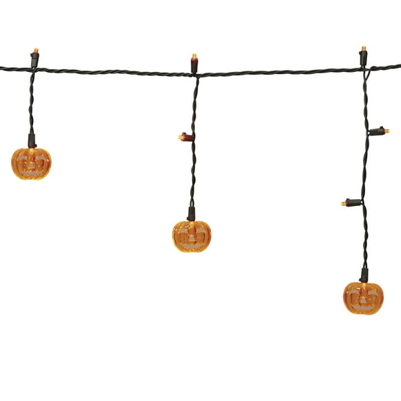 Pumpkin Icicle Lights, 10CT, Orange LED, 6ft, Halloween Indoor/Outdoor, by Way To Celebrate