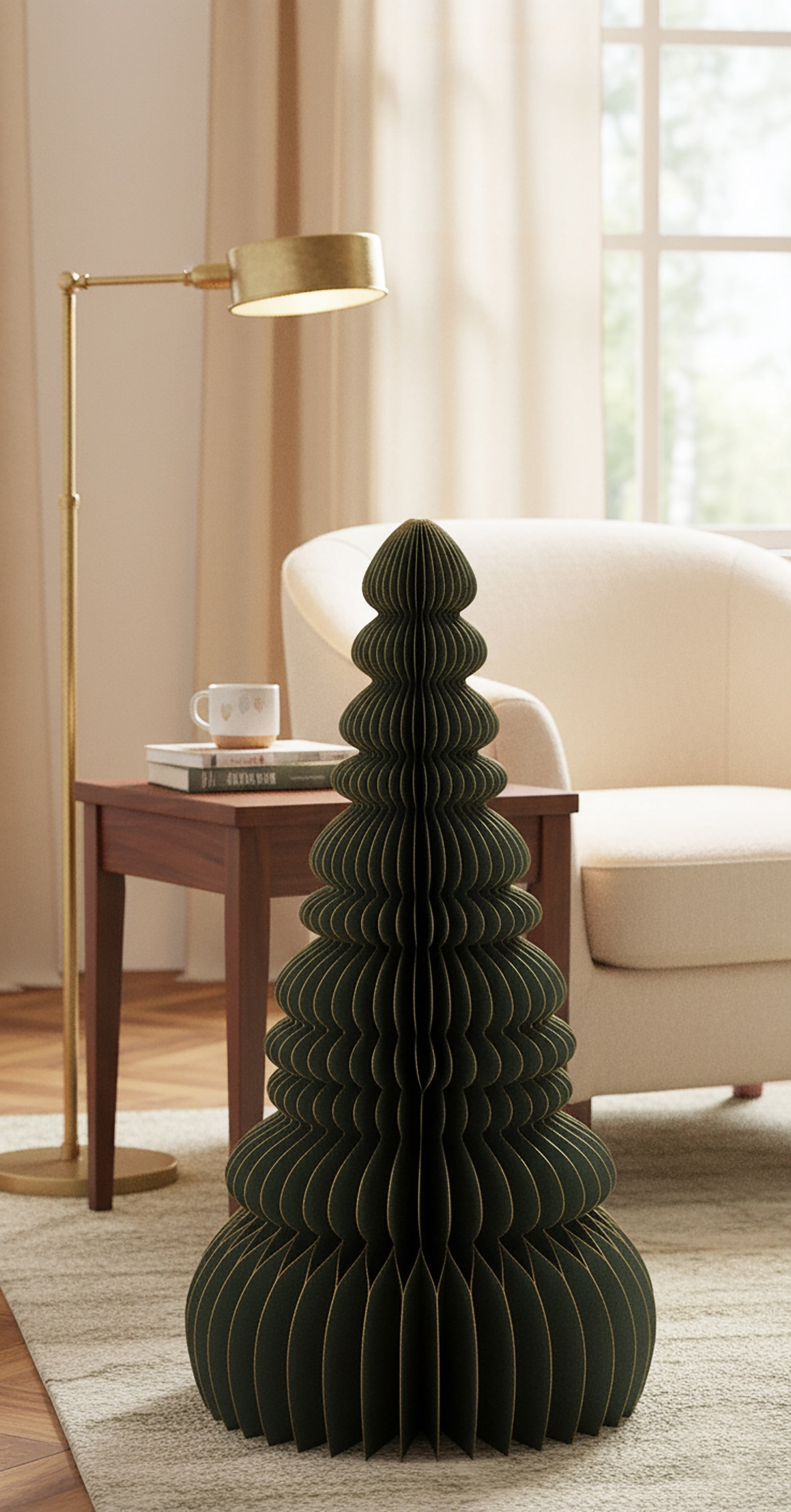 Honeycomb Paper Tree Christmas Decoration, Green, 35", by Holiday Time