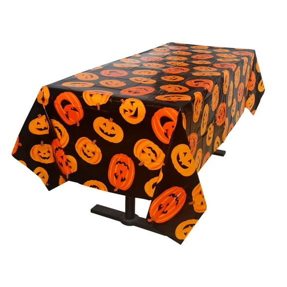 Pumpkin Tablecloth, Black & Orange, 54" x 84", 3 Count, Halloween by Way To Celebrate