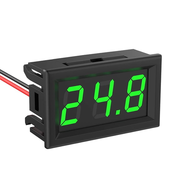 DC 5-120V Car Digital Voltmeter Gauge, 0.56" 2 Wire LED Display Voltmeter for Car Motorcycle, Power Energy LED Volt Meter for Car Battery Voltage Monitor (Green)