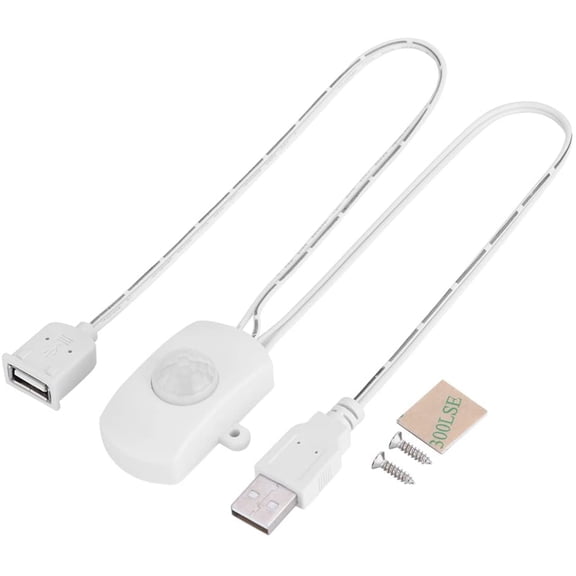 DC 5-24V Mini PIR Motion Occupancy for DIY LED Lighting, PIR Infrared Motion Sensor Detector Automatic LED Strip USB Interface (White)
