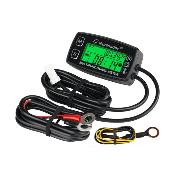 DC 5~30V Power/Replaceable Battery Hour Meter Tachometer Engine Temperature Gauge For Tractor Lawn mower