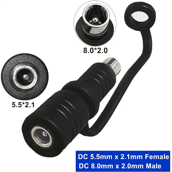 DC 5.5x2.1 Female to 8.0x2.0 Male Adapter Connector Male Power Converter Adaptor DC 5521 F to 8020 M,10 x DC5.5 female to 8020 male adapter,Black