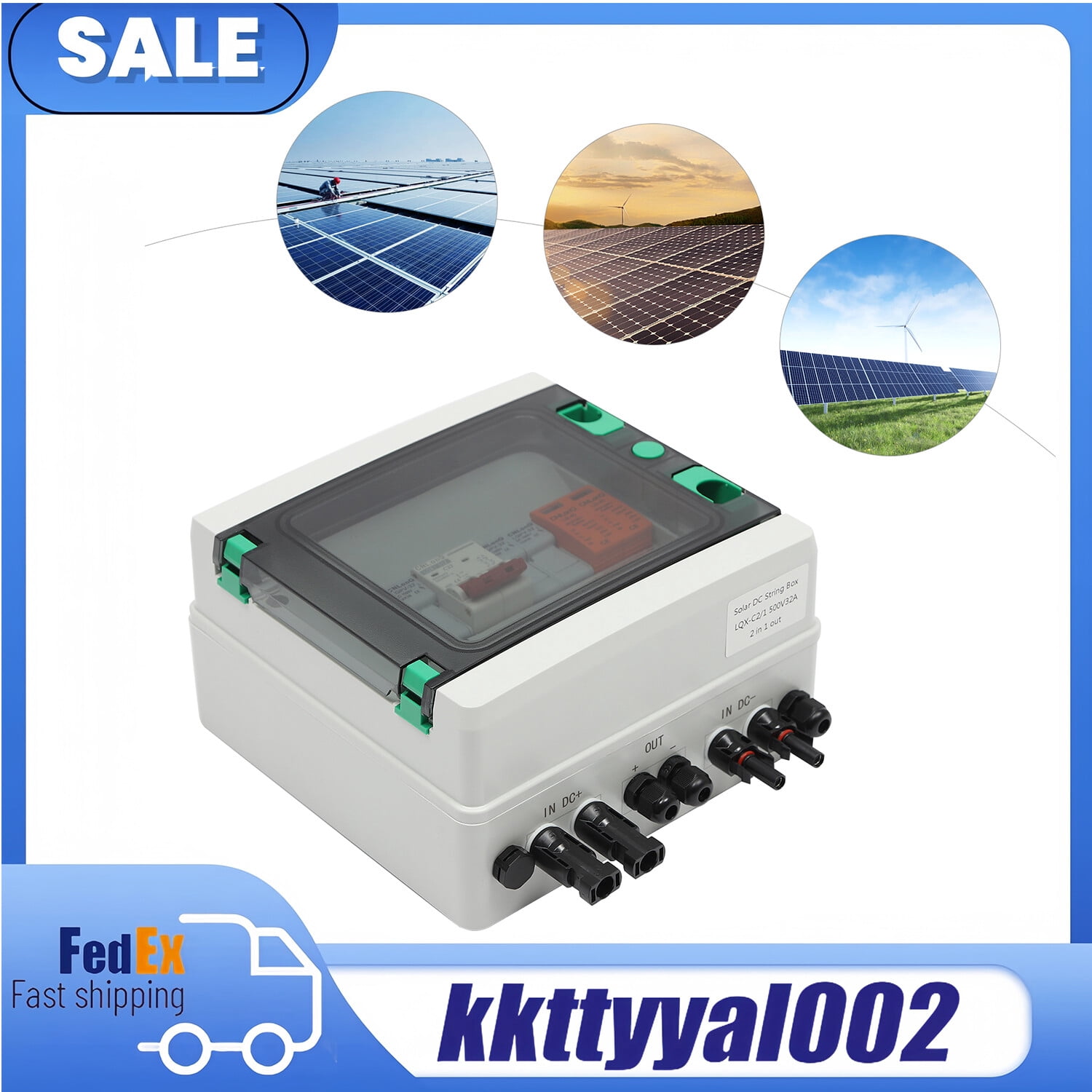 Solar Panel 2 String DC 500V / 1000V Solar PV Combiner Box 2 Strings Circuit Breaker For ...