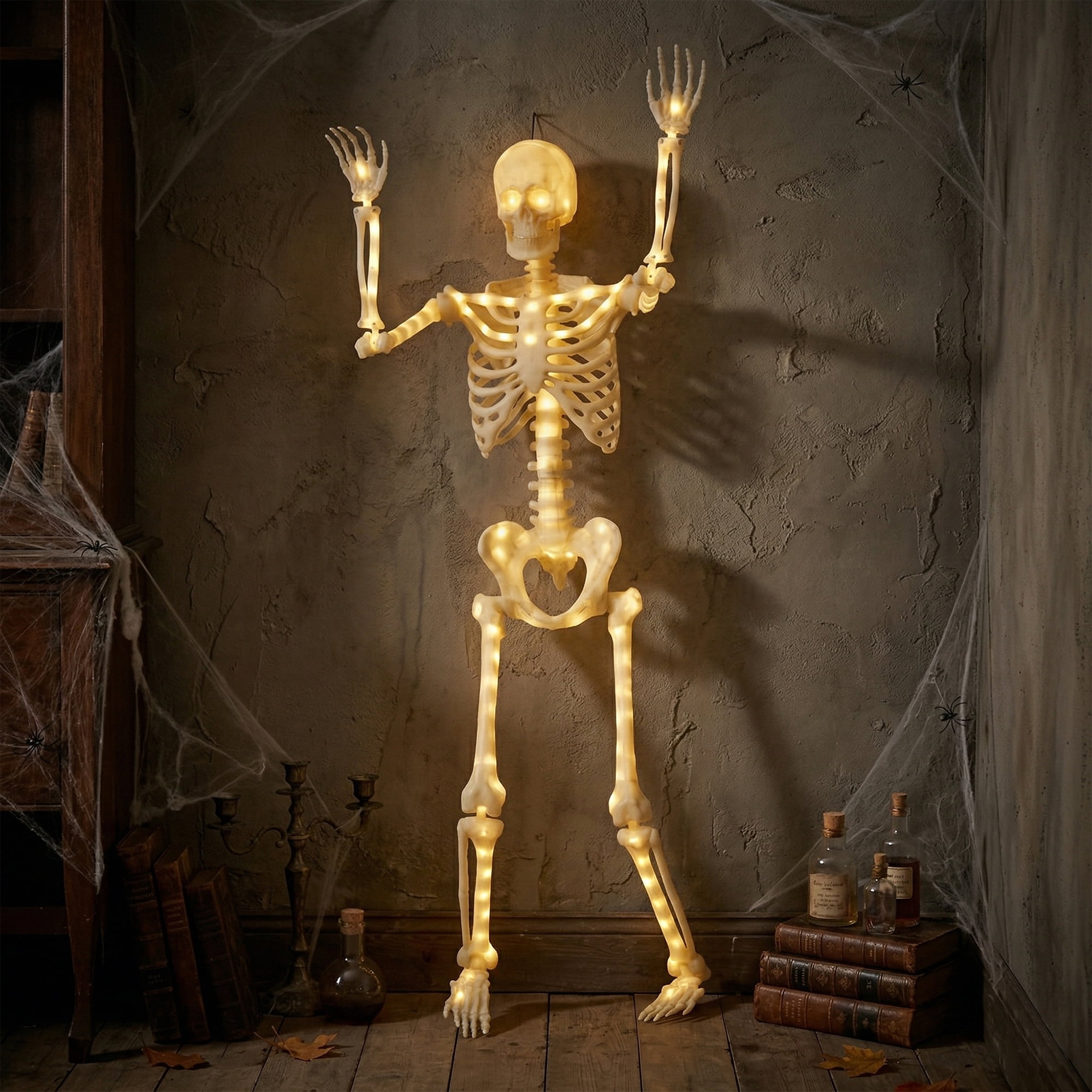 Way To Celebrate 5 ft Poseable LED Illuminated Skeleton Halloween Decoration