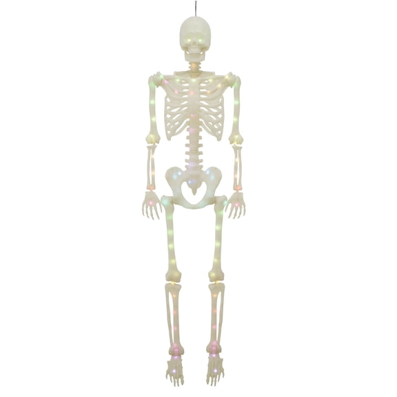 5-Foot Poseable Rainbow LED Illuminated Skeleton, Halloween Hanging Decoration, by Way to Celebrate