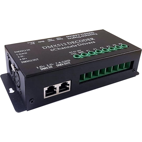 DC 5V-24V 6 DMX512 Decoder LED Controller, for RGBRGB RGBW RGBWW RGBWWW LED Strip Light, 4-Digit Display