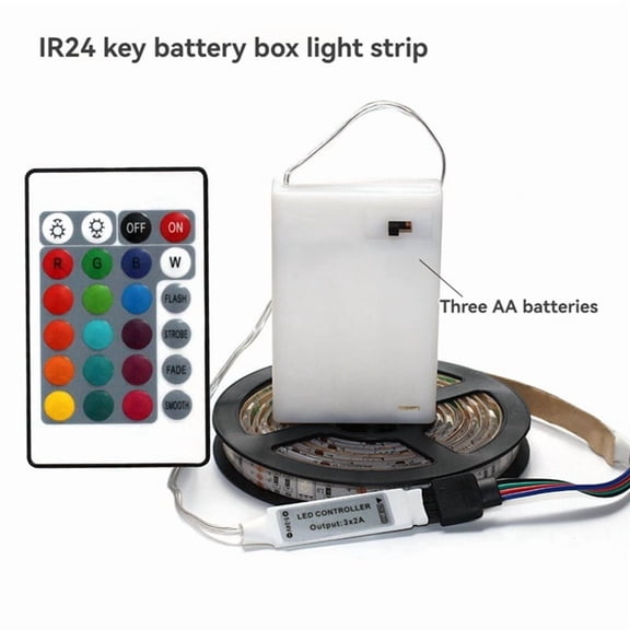 DC 5V 5050 RGB Strip LED Light Battery Powed Led Strips Indoor Outdoor 24key Control Remote 3 Meters