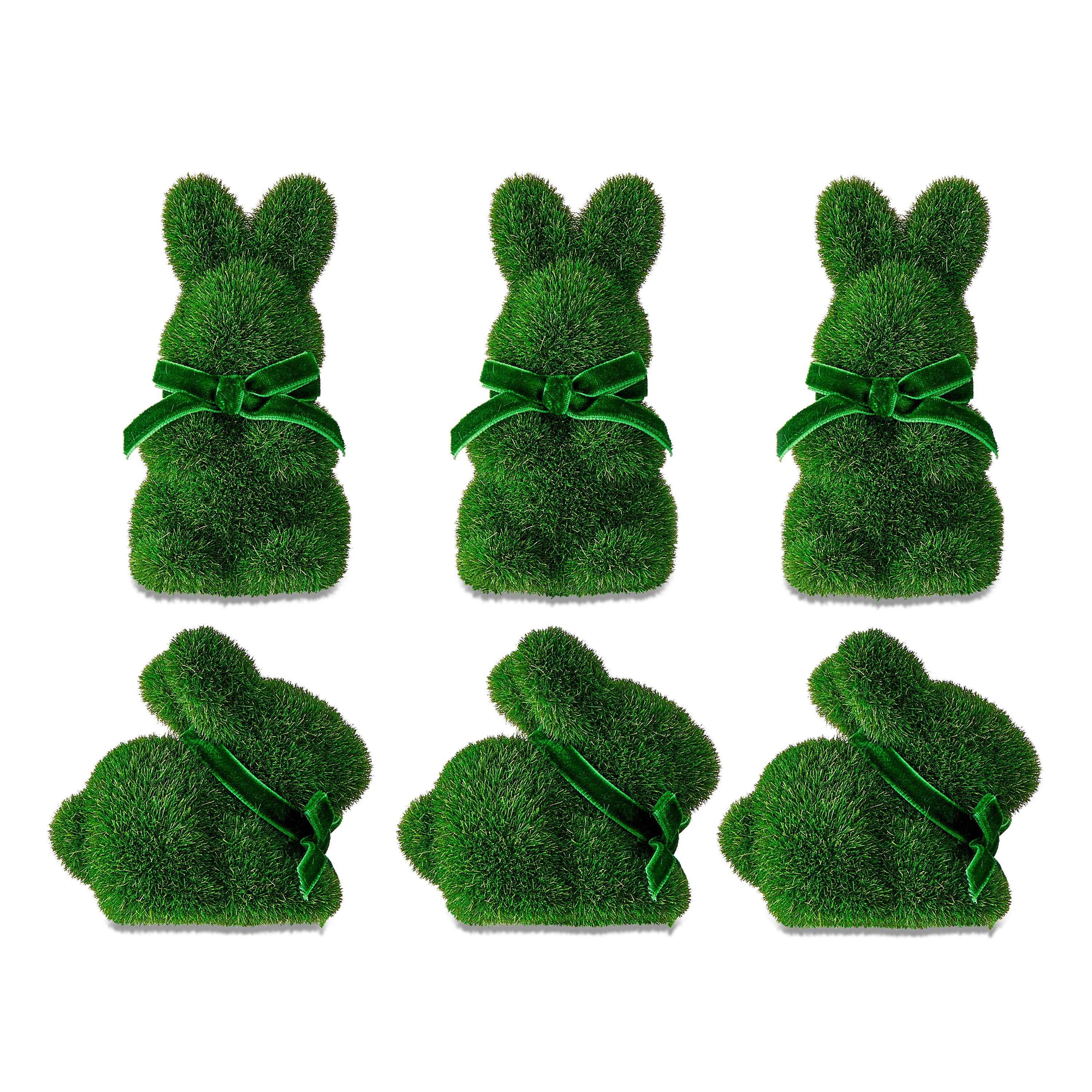 Flocked Bunny Decorations, Green, 6 Count, Easter by Way To Celebrate