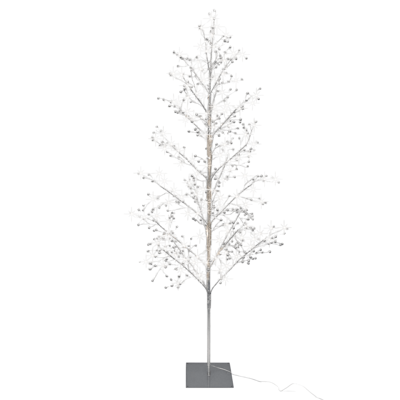 4 ft Pre-Lit 140 Warm White Twinkling LED Beaded Tree, Silver