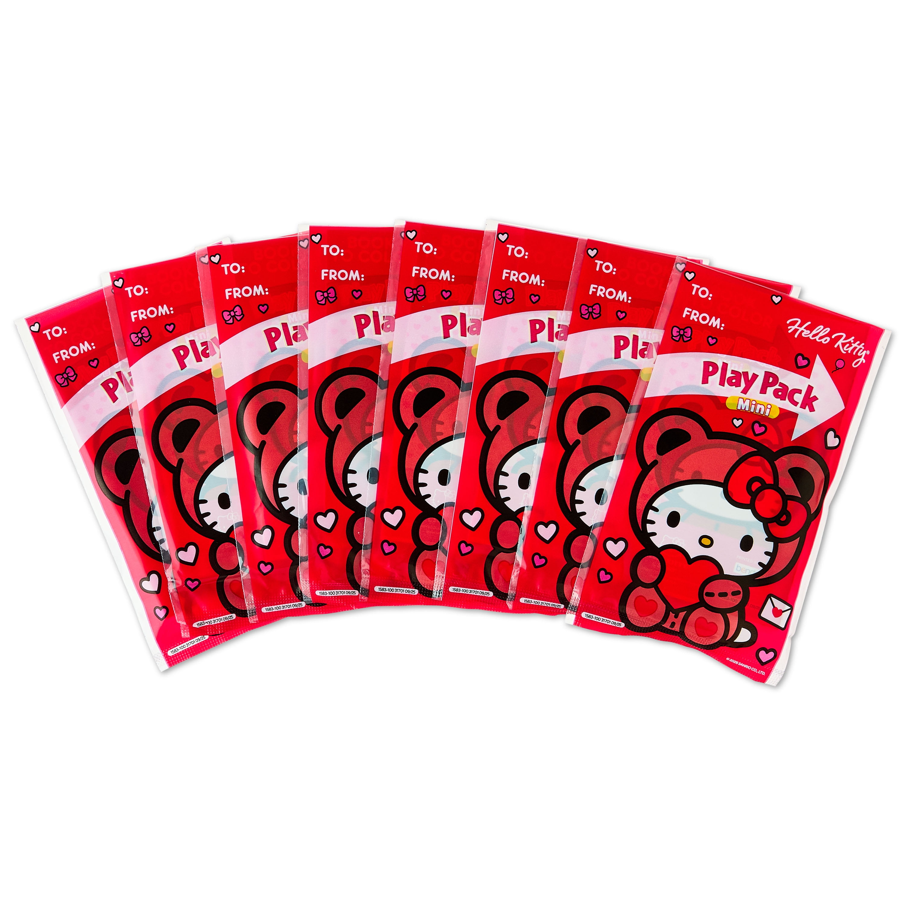 Hello Kitty 8 Count Mini Play Pack with Small Coloring Book and Crayons, Valentine's Day Greeting Cards
