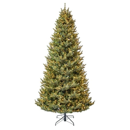 My Texas House 9FT Grand Spruce Prelit Green Artificial Christmas Tree with LumaDazzle Color-Changing Twinkle LED Lights and Quick Set®