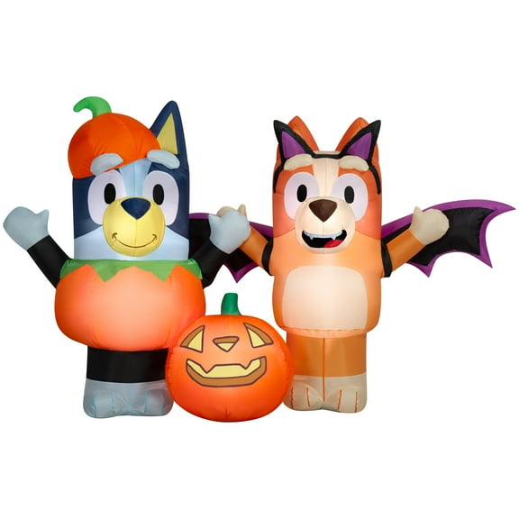 Halloween Airblown Yard Inflatables Bluey and Bingo & Pumpkin 96.06 in x 34.64 in x 62.59 in 4.63 lb